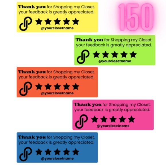 150 Thanks for Shopping My Closet Sticker Labels MATTE PAPER - Picture 2 of 5